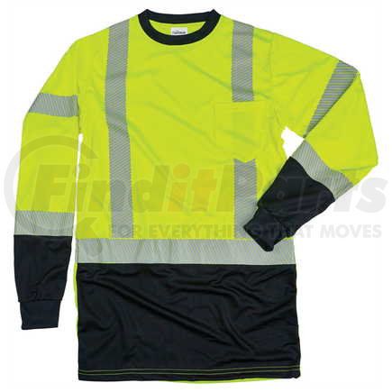 64345 by JJ KELLER - Safegear™ Long-Sleeve T-Shirt Type R Class 3, Lime Green, Small, Polyester, Vertical Back, with Outer Pockets