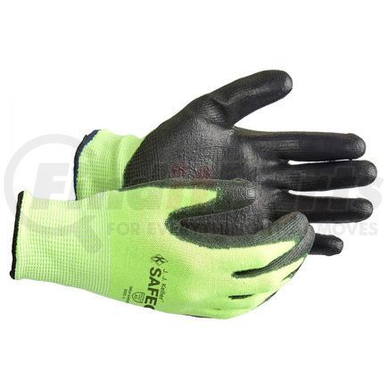 64907 by JJ KELLER - Safegear™ Gloves, Polyurethane Dipped, Cut Level A3, Lime Green/Black, 2XL