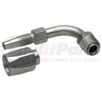 G34504-0404 by GATES - Hyd Coupling/Adapter- Male SAE 45 Flare Inverted Swivel - 90 Bent Tube - Steel