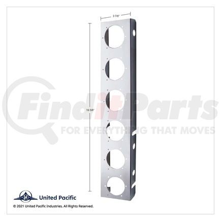 30029 by UNITED PACIFIC - Light Bar Bracket - Stainless Steel, 12 LED Cutout, with 2" Incandescent Flat Lights & Stainless Steel Bezel, for Peterbilt