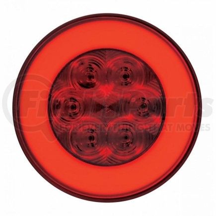 63778 by UNITED PACIFIC - Light Bar - Rear, "Glo" Light, Deluxe, Stainless Steel, Spring Loaded, with 3.75" Bolt Pattern - Stop/Turn/Tail Light, Red LED and Lens, with Chrome Bezels, 21 LED Per Light