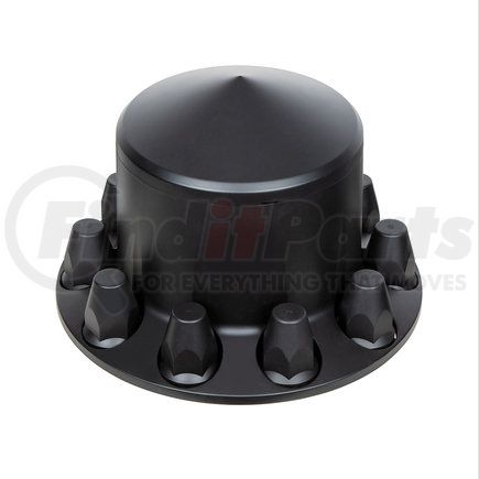 10340 by UNITED PACIFIC - Axle Hub Cover - Rear, Matte Black, Pointed, with 33mm Thread-On Nut Cover