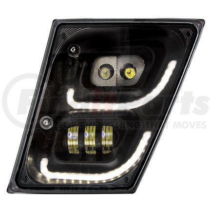 32596 by UNITED PACIFIC - Fog Light - "Blackout" High Power LED, with LED DRL & Position Light, Driver Side, for 2003-2017 Volvo VN/VNL