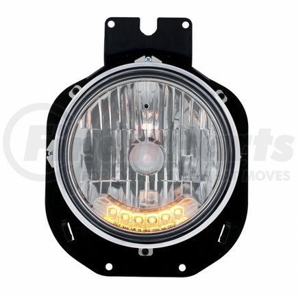 31143 by UNITED PACIFIC - Crystal Headlight - RH/LH, Round, Chrome Housing, with 6 LED Auxiliary Light