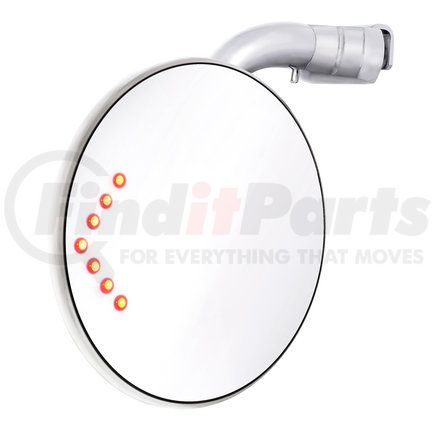 C5001-CVXLED by UNITED PACIFIC - Door Mirror - Driver Side, 4", Curved Arm Peep Mirror, Convex Mirror Glass and LED Turn Signal