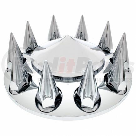 10241 by UNITED PACIFIC - Axle Hub Cover - Front, Chrome, Pointed, with 33mm Spike Thread-On Nut Cover
