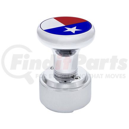 70825 by UNITED PACIFIC - Gearshift Knob - Chrome, Thread-On, with 9/10 Speed Adapter & Texas Flag Sticker