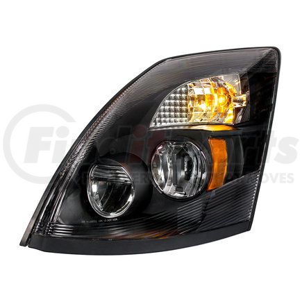 31096 by UNITED PACIFIC - Headlight Assembly - LH, LED, Black Housing, High/Low Beam, with Signal Light