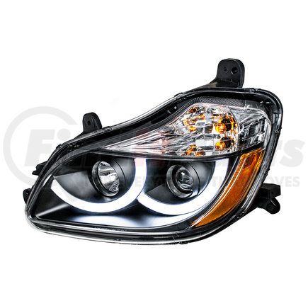 31456 by UNITED PACIFIC - Projector Headlight - LH, Black, with White LED Position Light, 4.58A, 12V DC, for 2011-2021 Kenworth T680