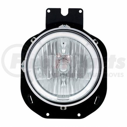 31282 by UNITED PACIFIC - Crystal Headlight - RH/LH, 7", Round, Chrome Housing, with Bracket, with White LED Halo Ring
