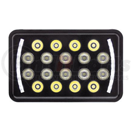 36449 by UNITED PACIFIC - Headlight - 18 High Power LED, RH/LH, 5 x 7" Rectangle, Black Housing, High/Low Beam, with Bright White 10 LED Position Light Bar