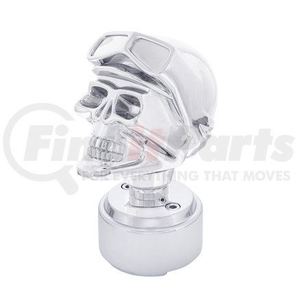 70827 by UNITED PACIFIC - Manual Transmission Shift Knob - Chrome, Skull Biker Design, Thread-On, for 9/10 Shifter