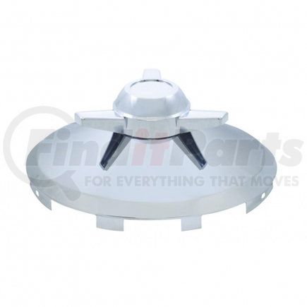 10160 by UNITED PACIFIC - Axle Hub Cap - Front, Universal, Chrome, with 3 Bar Straight Spinner, 7/16" Lip