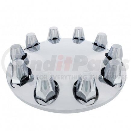 10253 by UNITED PACIFIC - Axle Hub Cover - Axle Cover, Front, Chrome, Moon, with 33mm Nut Cover, Thread-On