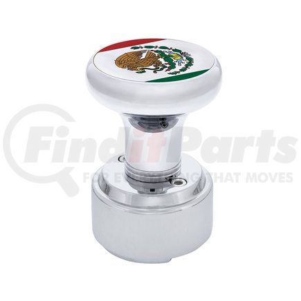 70826 by UNITED PACIFIC - Gearshift Knob - Chrome, Thread-On, with 9/10 Speed Adapter & Mexico Flag Sticker