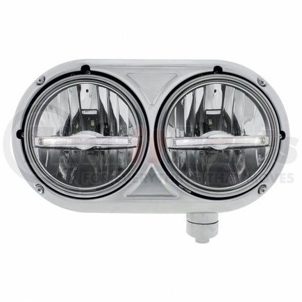 32144 by UNITED PACIFIC - Headlight Assembly - RH, LED, 5-3/4", Polished Housing, High/Low Beam, with White LED Position Light Bar