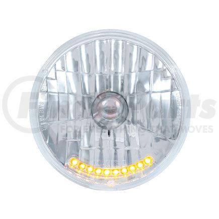 S2010LED by UNITED PACIFIC - Headlight - RH/LH, 7", Round, Chrome Housing, High/Low Beam, HB2/9003 Bulb, with 10 Amber LED Position Light