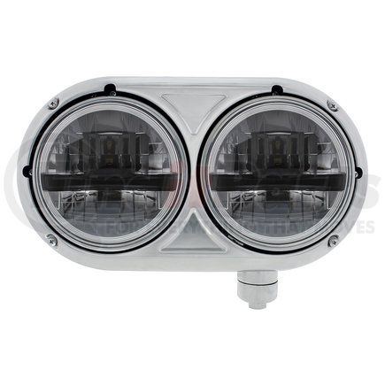 32786 by UNITED PACIFIC - Headlight Assembly - RH, LED, Polished Housing, High/Low Beam, Dual Light, with Black Cross Bar