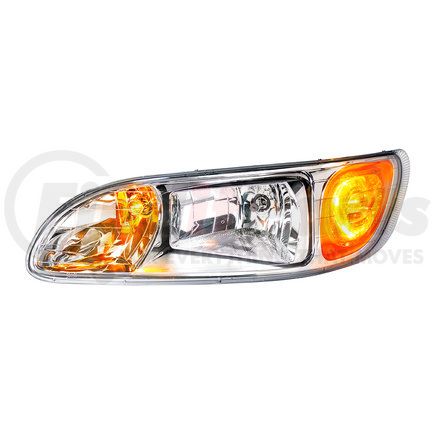 35769 by UNITED PACIFIC - Competition Series Headlight Assembly - LH, Chrome Housing, High/Low Beam, 9007/HB5/4157 Bulb, with Signal Light