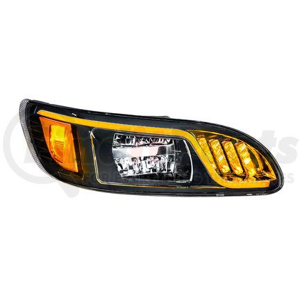 31074 by UNITED PACIFIC - Headlight Assembly - RH, LED, Black Housing, High/Low Beam, with LED Signal Light, Position Light, Side Marker Light and Daytime Running Light