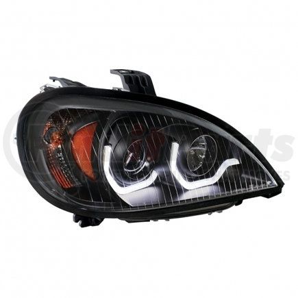 31255 by UNITED PACIFIC - Projection Headlight Assembly - RH, Black Housing, High/Low Beam, H7/H1/3157 Bulb, with Signal Light and LED Position Light Bar