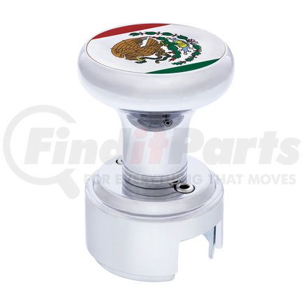 70794 by UNITED PACIFIC - Manual Transmission Shift Knob - Gearshift Knob, Chrome, 13/15/18 Speed Thread-on, with Adapter, Mexico Flag