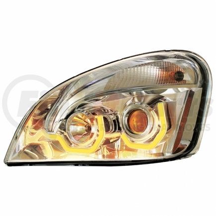 31226 by UNITED PACIFIC - Projection Headlight Assembly - LH, Chrome Housing, High/Low Beam, with Dual Mode Amber LED Light Bar
