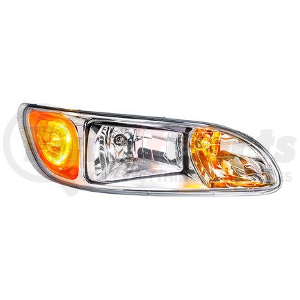 31296 by UNITED PACIFIC - Headlight Assembly - RH, Chrome Housing, High/Low Beam, 9007 Bulb