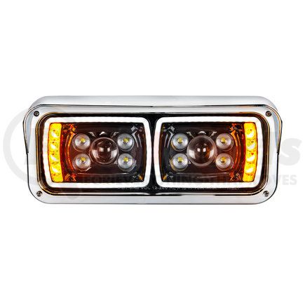 35826 by UNITED PACIFIC - Projection Headlight Assembly - RH, LED, 4 x 6", Black Housing, High/Low Beam, with LED Signal Light and White LED Position Light, Fender Liner Included
