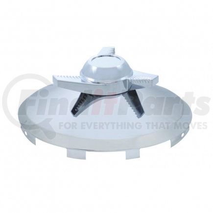 10162 by UNITED PACIFIC - Axle Hub Cap - Front, Universal, Chrome, with 3 Bar Right Swing Spinner, 7/16" Lip