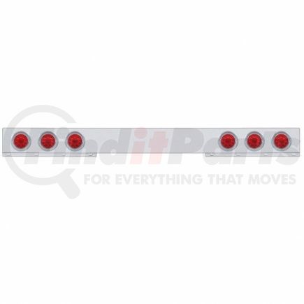 61421 by UNITED PACIFIC - Light Bar - Rear, One-Piece, Stainless Steel, Stop/Turn/Tail Light, Red LED and Lens, with Chrome Bezels and Visors, 12 LED Per Light