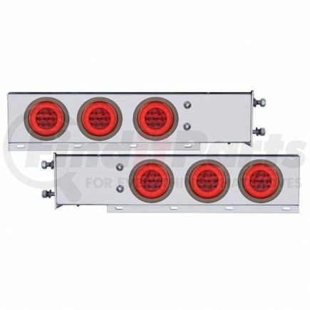 63774 by UNITED PACIFIC - Light Bar - Rear, "Glo" Light, CR Spring Loaded, with 3.75" Bolt Pattern, Stop/Turn/Tail Light, Red LED and Lens, Chrome/Steel Housing, with Rubber Grommets, 21 LED Per Light