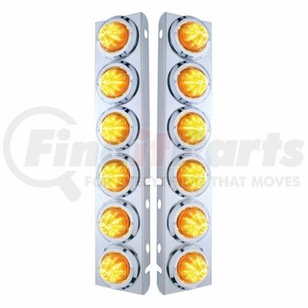 33714 by UNITED PACIFIC - Air Cleaner Light Box Panel - Stainless Steel, 12 Cutouts, 9 Amber LED/Lens, Beehive Lights, with Bezel