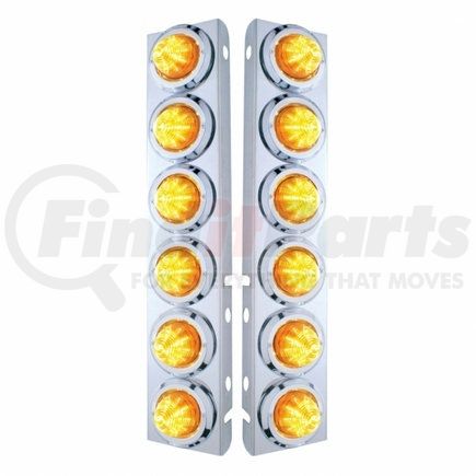 33714 by UNITED PACIFIC - Air Cleaner Light Bar - Front, Stainless Steel, with Bracket, Clearance/Marker Light, Amber LED and Lens, with Chrome Bezels, 9 LED Per Light, for Peterbilt Trucks