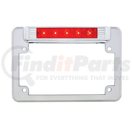 110205 by UNITED PACIFIC - License Plate Frame - Chrome Motorcycle, with 3rd Brake Light, Red LED/Red Lens