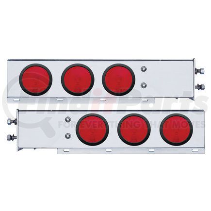 22357 by UNITED PACIFIC - Light Bar - Rear, Stainless Steel, Spring Loaded, 2-1/2" Bolt Pattern, with 6" x 4" Round Lights, Grommet Style