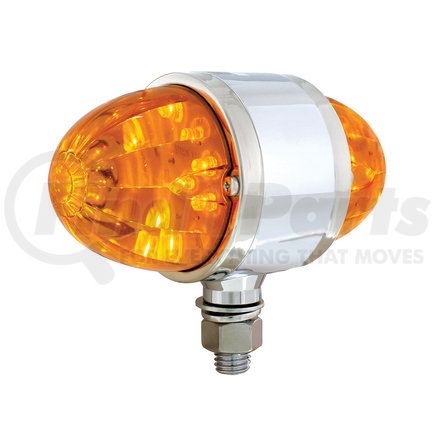 37477 by UNITED PACIFIC - Marker Light - Double Face, LED, Assembly, Dual Function, 17 LED, Amber Lens/Amber LED, Chrome-Plated Steel, Watermelon Design