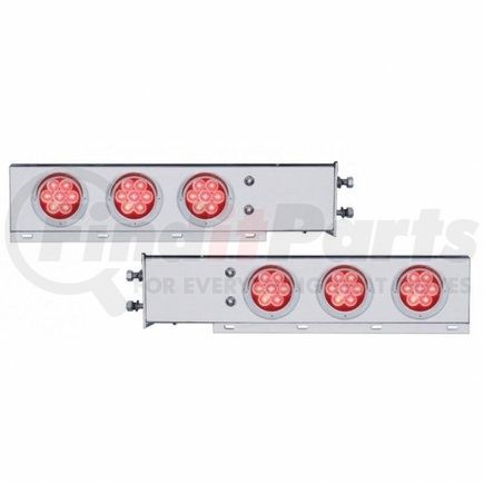 61750 by UNITED PACIFIC - Light Bar - Rear, Spring Loaded, with 2.5" Bolt Pattern, Reflector/Stop/Turn/Tail Light, Red LED and Lens, Chrome/Steel Housing, with Chrome Bezels and Visors, 7 LED Per Light