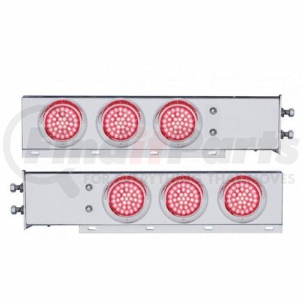 61679 by UNITED PACIFIC - Light Bar - Rear, Spring Loaded, with 2.5" Bolt Pattern, Stop/Turn/Tail Light, Red LED and Lens, Chrome/Steel Housing, with Chrome Bezels and Visors, 36 LED Per Light