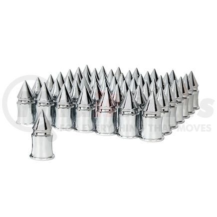 10554CB by UNITED PACIFIC - Wheel Lug Nut Cover Set - 33mm x 4 3/8", Chrome, Plastic, V- Spike, Push-On Style