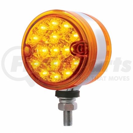 37483 by UNITED PACIFIC - Marker Light - Reflector, Double Face, LED, Assembly, Dual Function, 15 LED, Amber Lens/Amber LED, Chrome-Plated Steel, 3" Lens, Round Design