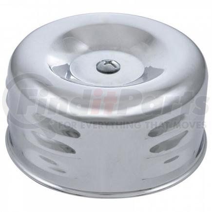 A6215 by UNITED PACIFIC - Air Cleaner Cover - 2-5/16", Single Barrel, Chrome, Short Neck Louvered