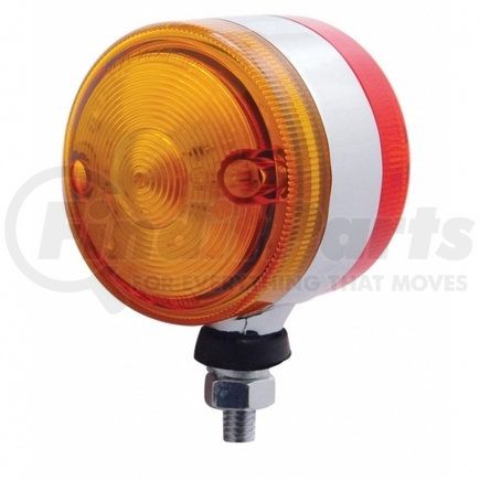 39426 by UNITED PACIFIC - Marker Light - Double Face, LED, Assembly, Dual Function, 30 LED, Amber and Red Lens/Amber and Red LED, Chrome-Plated Steel, 3" Lens, Round Design