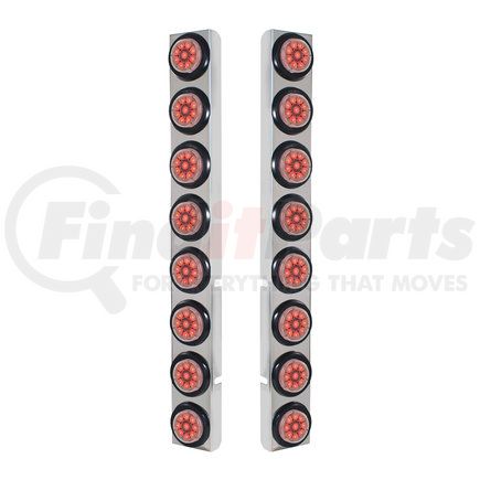 37337 by UNITED PACIFIC - Air Cleaner Light Bar - Rear, Stainless Steel, with Bracket, Reflector/Clearance/Marker Light, Red LED, Clear Lens, with Rubber Grommets, 9 LED Per Light, for Peterbilt Trucks