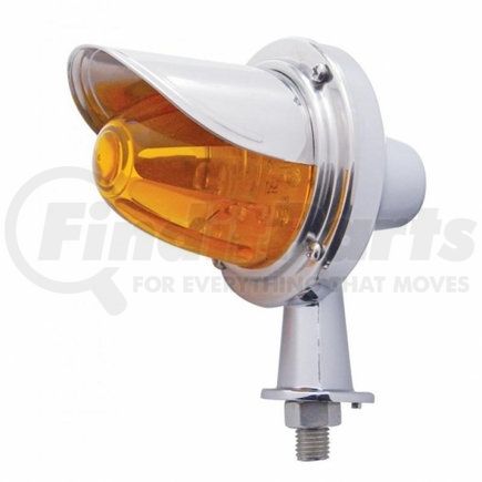 38444 by UNITED PACIFIC - LED Honda Light - Amber Lens/Amber LED, Chrome-Plated Housing, Watermelon Design, 1-1/8" Mounting Arm, with Visor