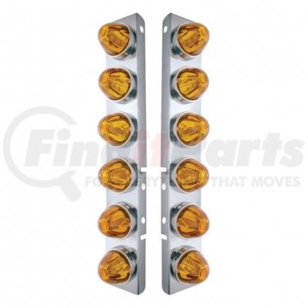 30998 by UNITED PACIFIC - Air Cleaner Light Bar - Front, Stainless Steel, with Bracket, Incandescent, Marker Light, Amber Lens, with SS Bezels, for Peterbilt Trucks