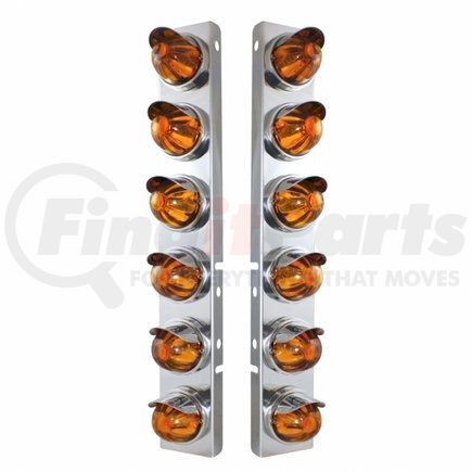 30999 by UNITED PACIFIC - Air Cleaner Light Box Panel - Stainless Steel, 12 Cutouts, Amber, Watermelon Lights, with Visor