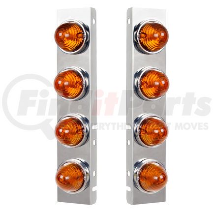 30981 by UNITED PACIFIC - Air Cleaner Light Bar - Front, Stainless Steel, with Bracket, Incandescent, Marker Light, Amber Lens, with SS Bezels, for Peterbilt Trucks