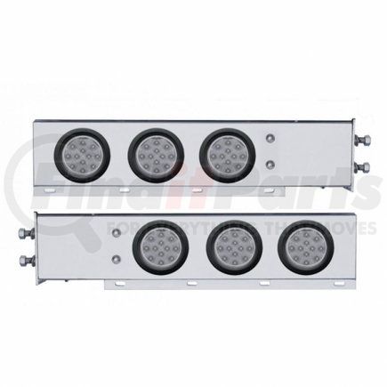 63644 by UNITED PACIFIC - Light Bar - Rear, Spring Loaded, with 2.5" Bolt Pattern, Reflector/Stop/Turn/Tail Light, Red LED, Clear Lens, Chrome/Steel Housing, with Rubber Grommets, 12 LED Per Light