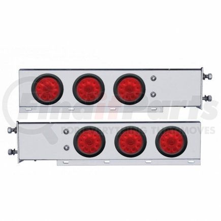63728 by UNITED PACIFIC - Light Bar - Stainless Steel, Spring Loaded, Rear, Stop/Turn/Tail Light, Red LED/Red Lens, with 2.5" Bolt Pattern, with Rubber Grommets, 10 LED per Light